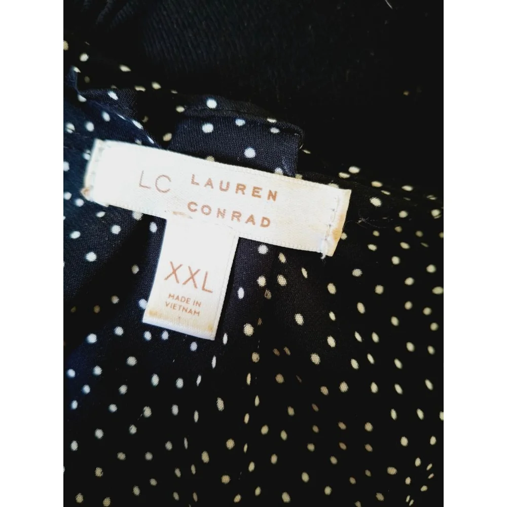 Lauren Conrad XXL Black Polka Dot women's officecore secretary teacher top - Picture 7 of 8